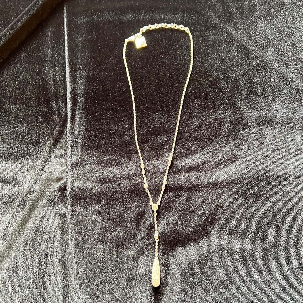 Anne Klein Silver Drop Necklace with Rhinestones - Never Worn